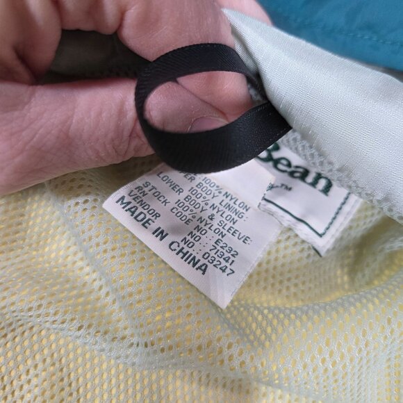 LL Bean Jacket Mens Large Tall Teal Green Stowaway Goretex Rain Coat Windbreaker - Picture 4 of 14